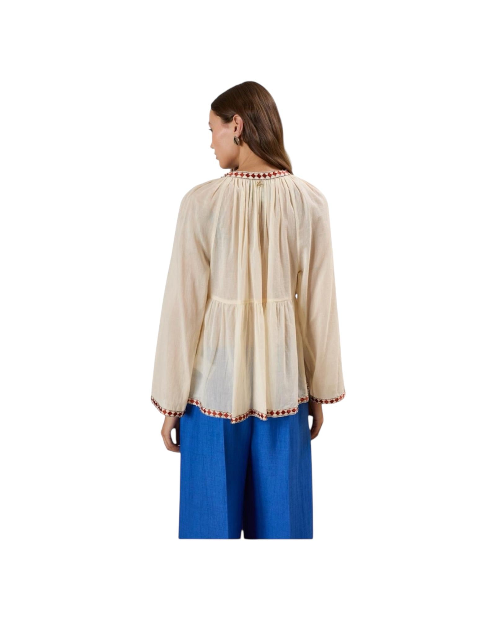 Camicia Stile Etnico X37K0006 CREMA SOUVENIR