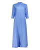 Long light blue linen chemisier dress