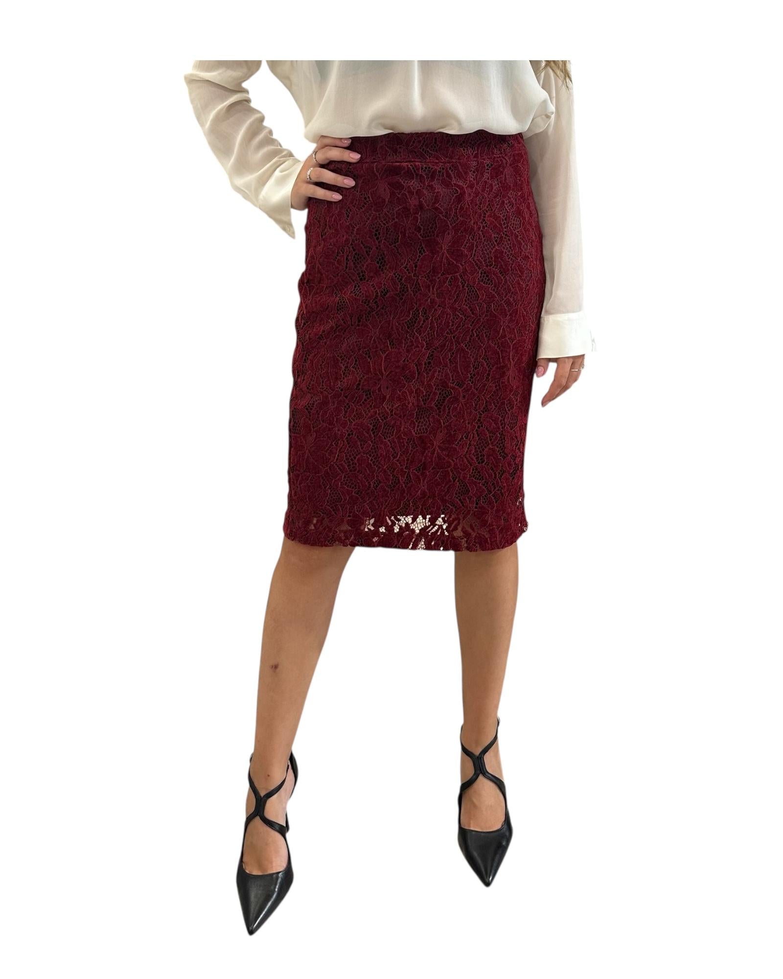 Gonna midi in pizzo Bordeaux GVS P024 072 haveone 
