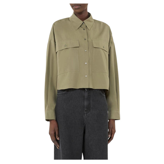 Camicia asimmetrica in cotone lavato Verde BRUNO 011 MAX MARA WEEKEND 