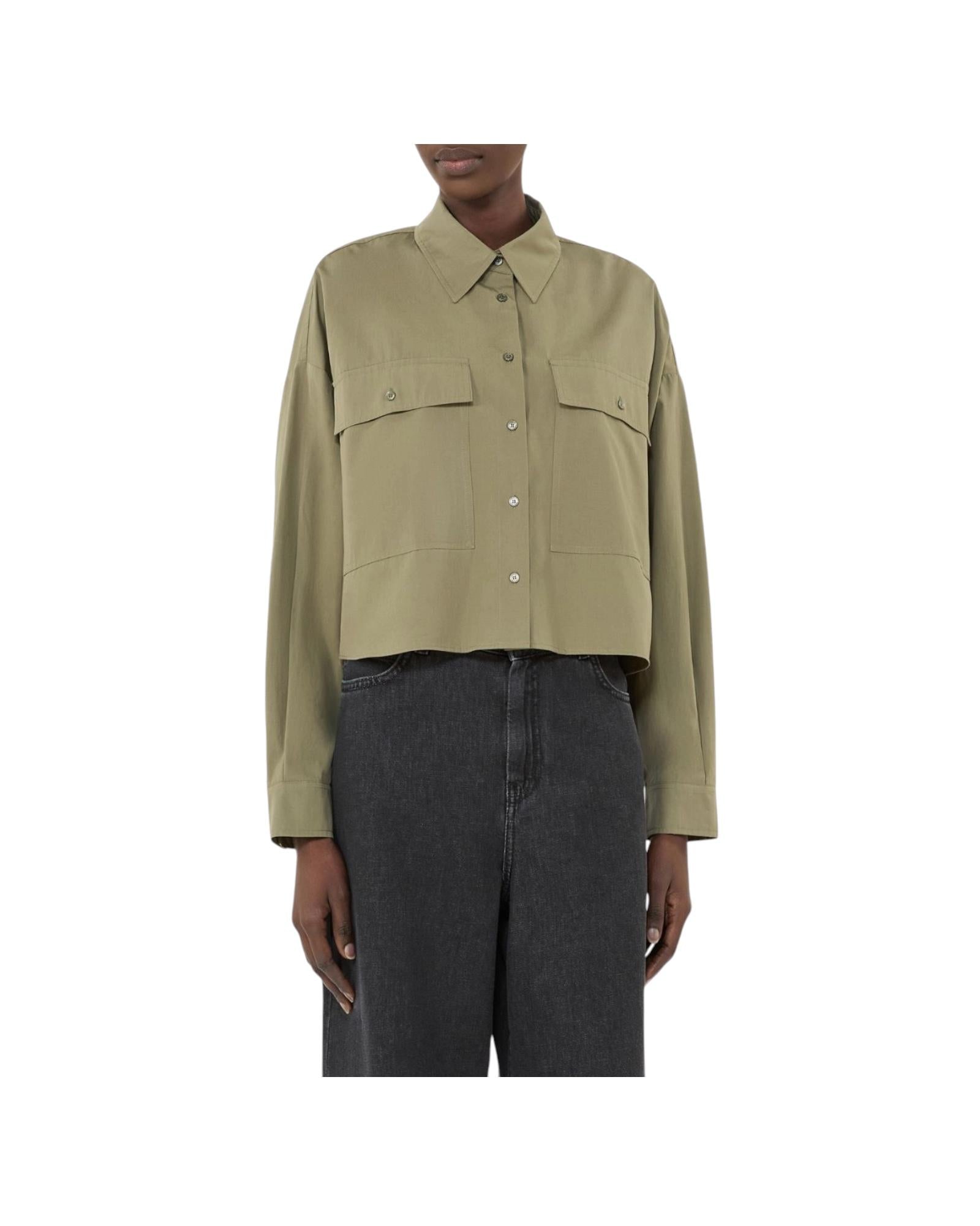 Camicia asimmetrica in cotone lavato Verde BRUNO 011 MAX MARA WEEKEND 