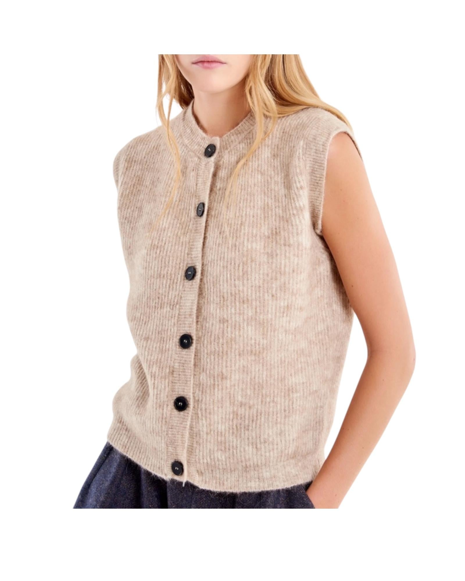 Gilet coreana con bottoni Beige 77232F BEIGE VICOLO 
