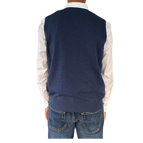 Gilet girocollo in lana e cashmere Denim 00G50140M 441 MONTECHIARO 