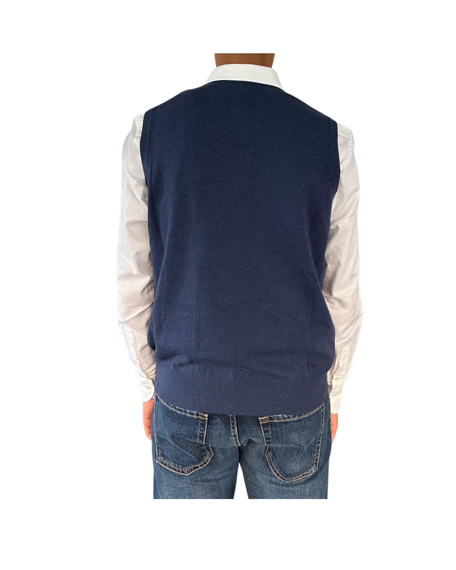Gilet girocollo in lana e cashmere Denim 00G50140M 441 MONTECHIARO 