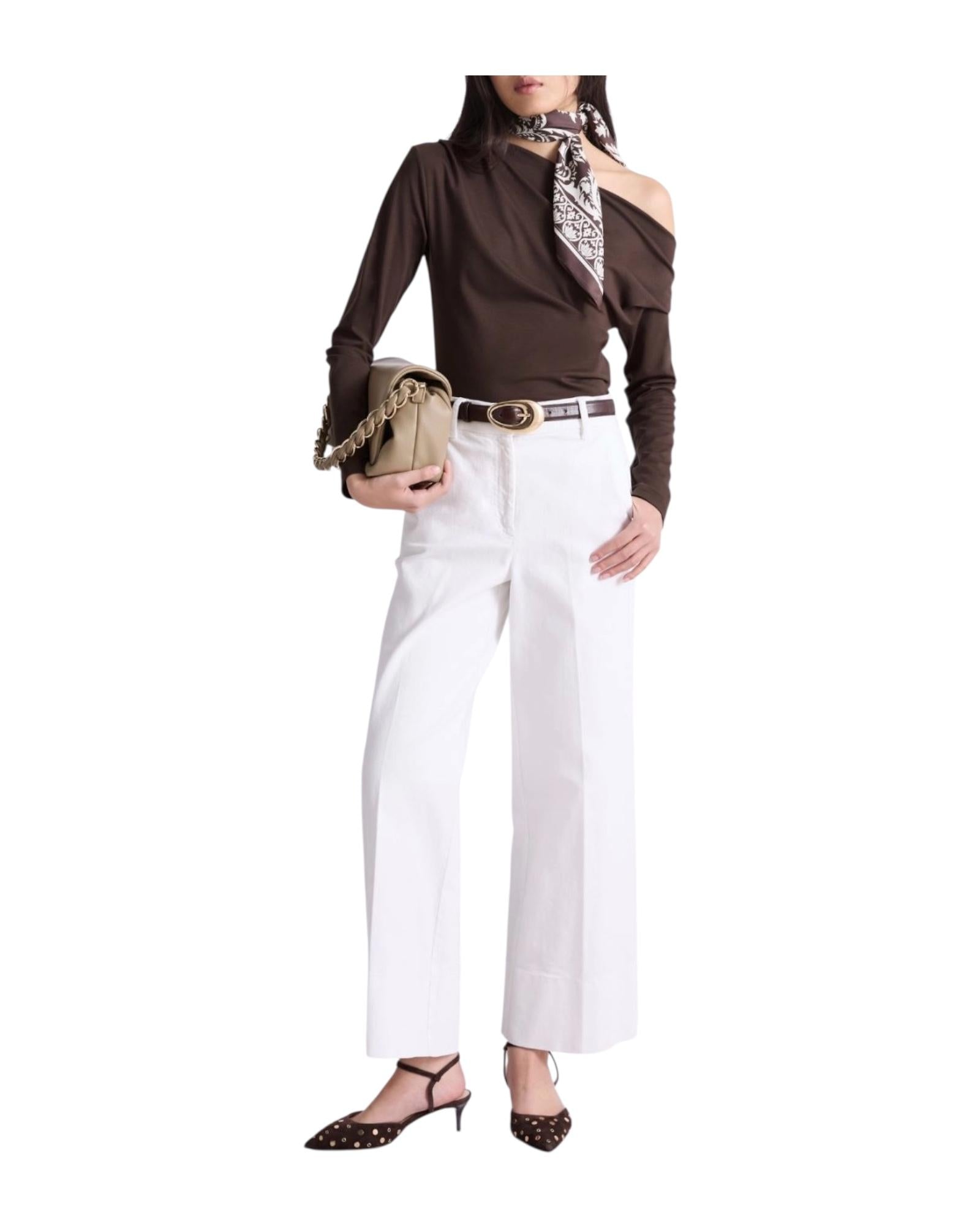 T-shirt con scollo asimmetrico Cioccolato UNNO 002 MARELLA 