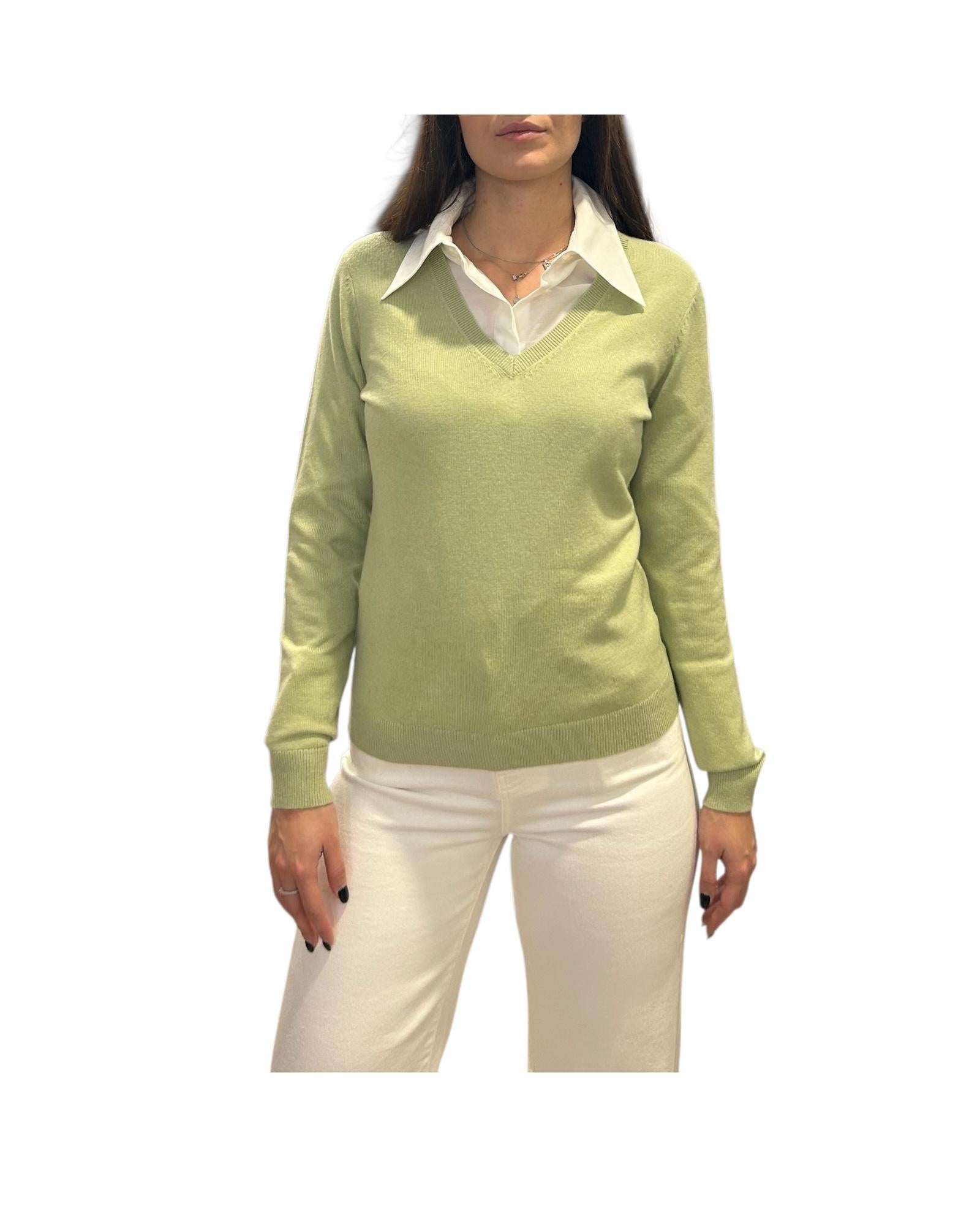 Maglione scollo a V Salvia 97621 050 CAVALIERI MILANO