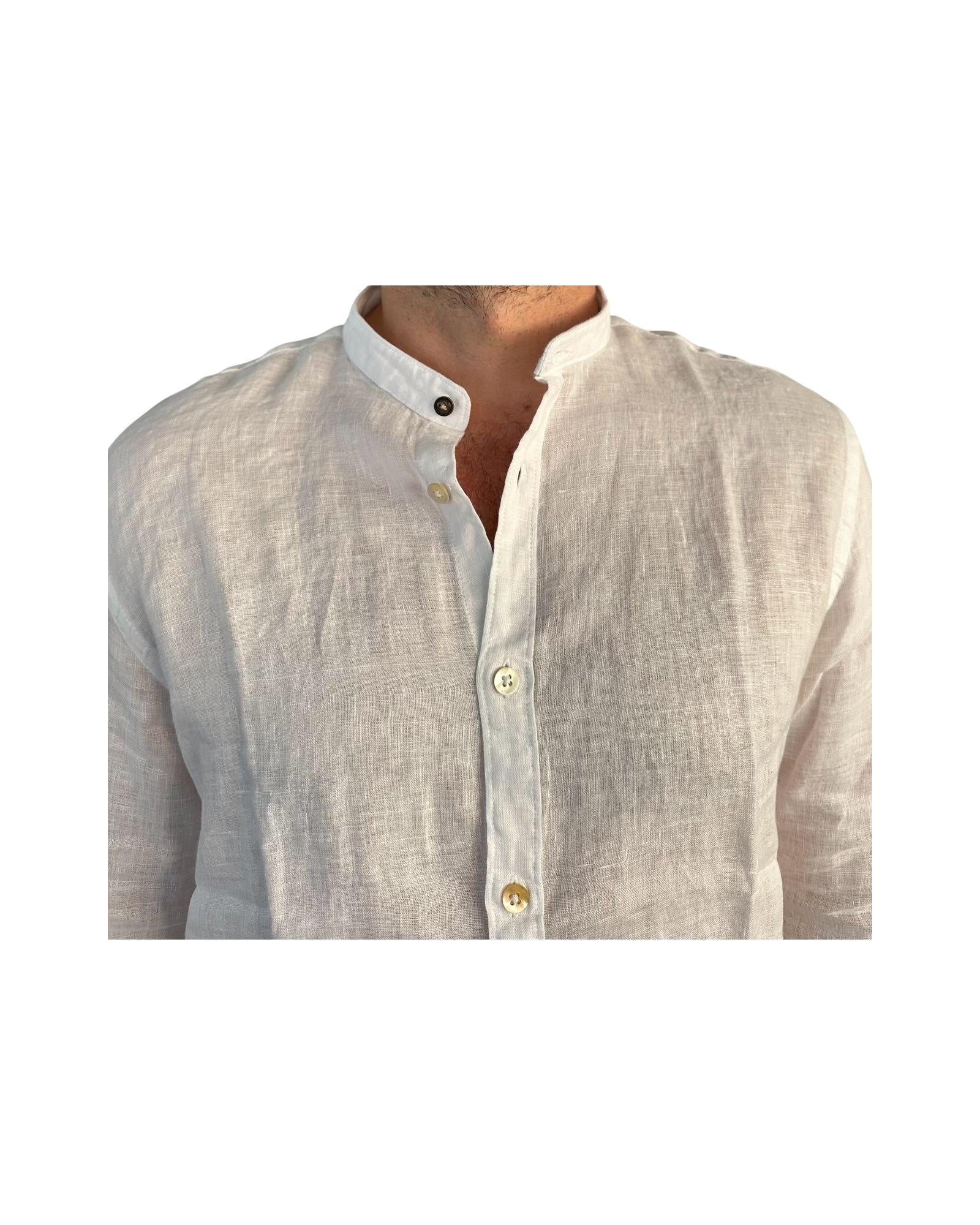 Camicia uomo in lino White AU25S06CA LINEN YD WHITE ALLEY DOCKS 