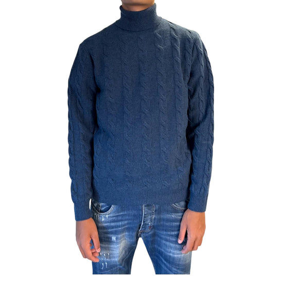 Maglione collo alto in lana merinos Denim M030440 253 BLU CASHMERE 