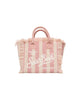 Borsa Colette in spugna rosa chiaro con stampa a righe rosa