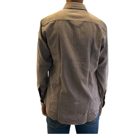Camicia uomo in flanella Tortora B2338 3 BASTONCINO 