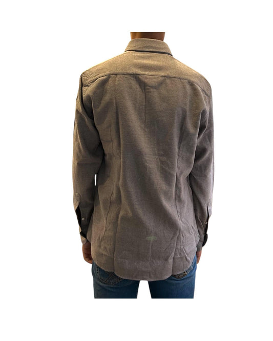 Camicia uomo in flanella Tortora B2338 3 BASTONCINO 