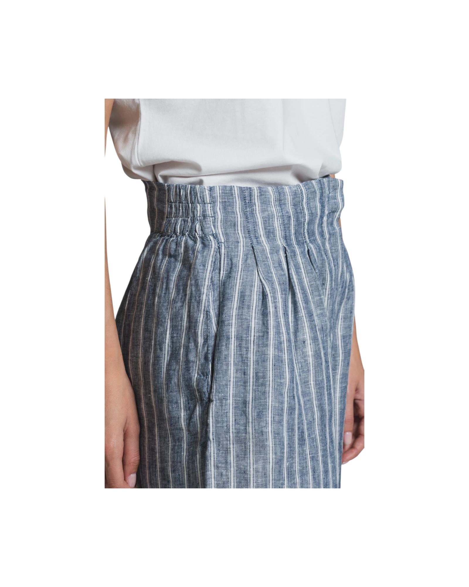 Short in lino a righe Blu MAYA LNSC65 IMPURE 
