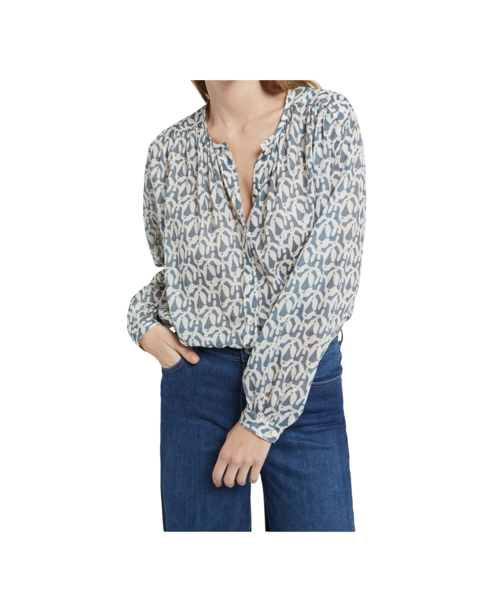 Camicia donna in cotone stampato. ALD DC5118 STONE WASH OTTOD'AME