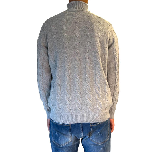 Maglione collo alto in lana merinos Grigio M030440 193 BLU CASHMERE 