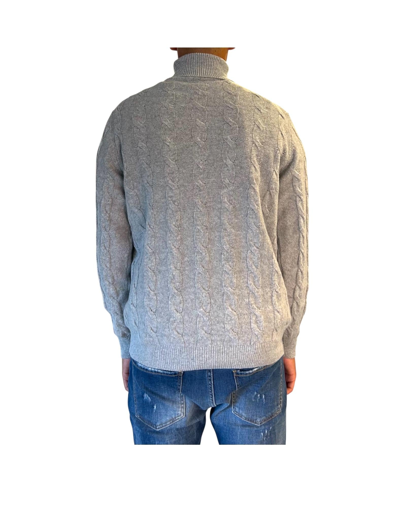 Maglione collo alto in lana merinos Grigio M030440 193 BLU CASHMERE 