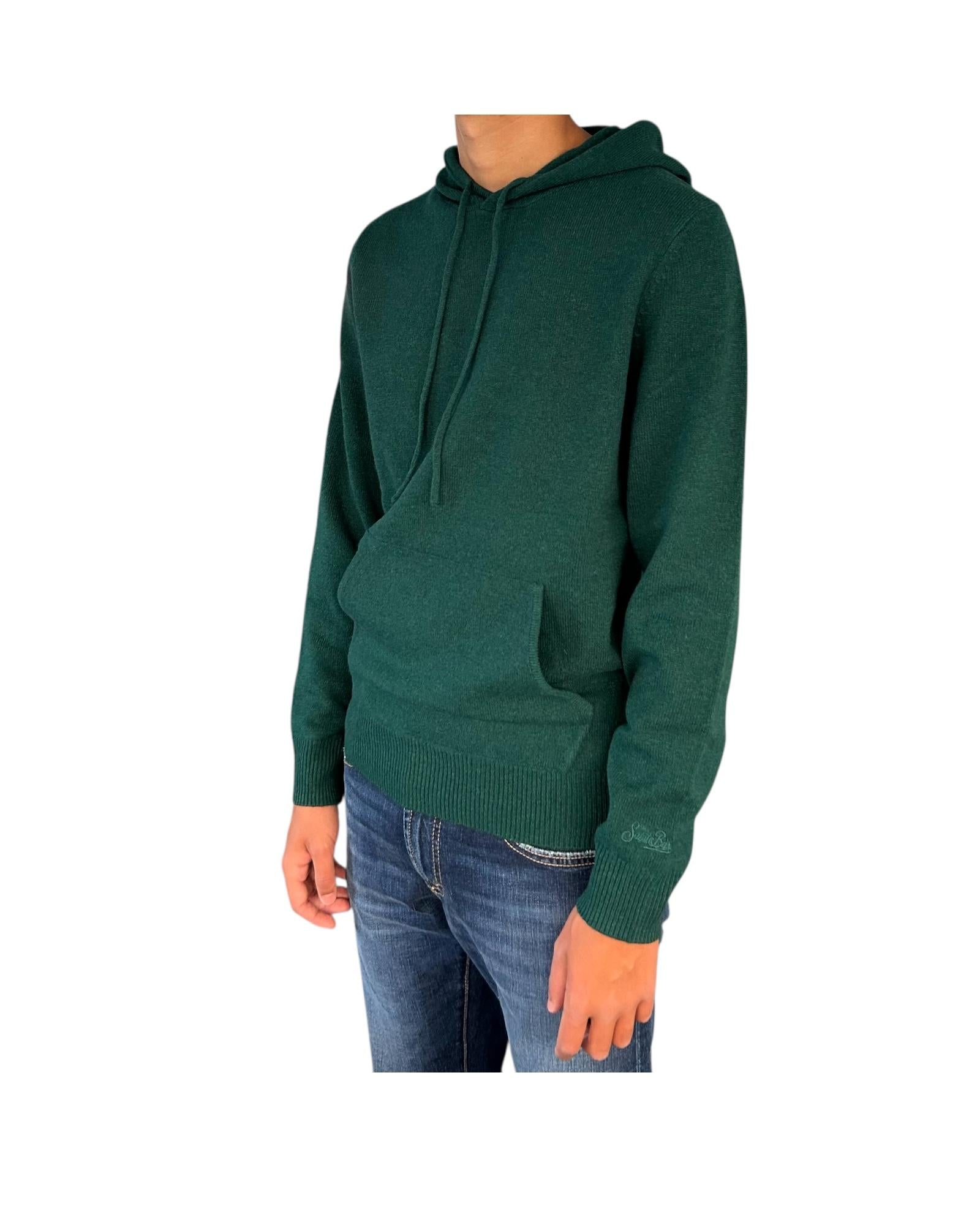 Maglione con cappuccio in lambswool British Green MAH0002 00026I MC2 SAINT BARTH 