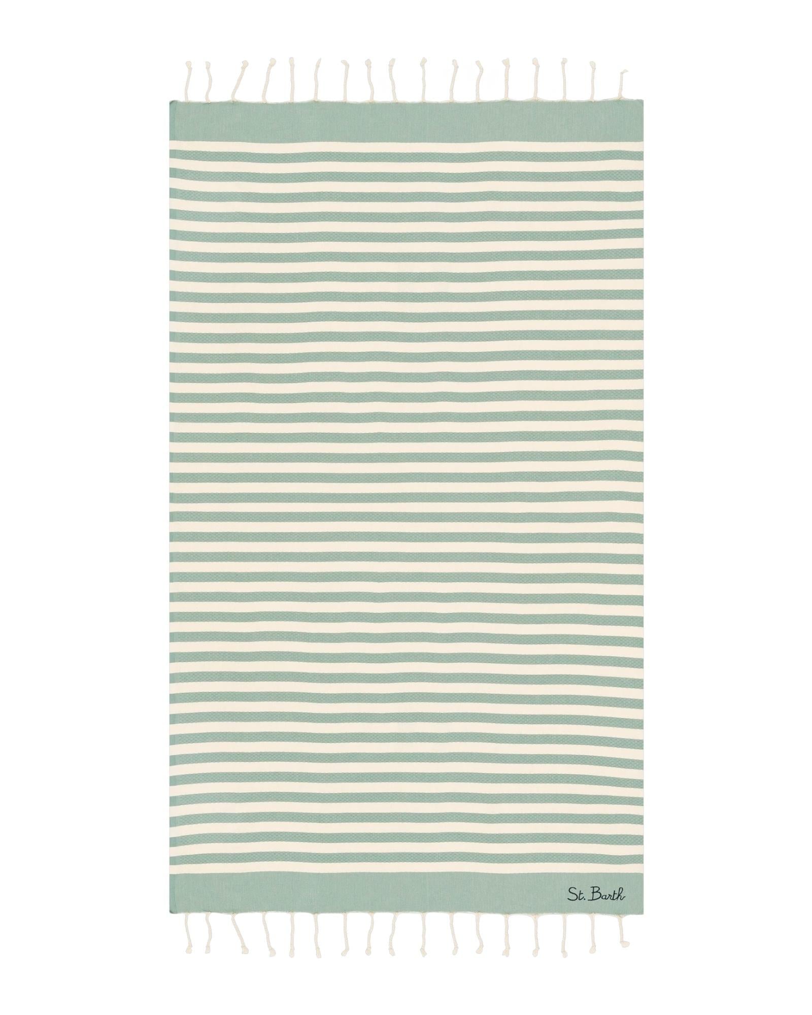Telo mare in cotone Fouta righe bianche e verdi FOUT012 02016H MC2 SAINT BARTH 