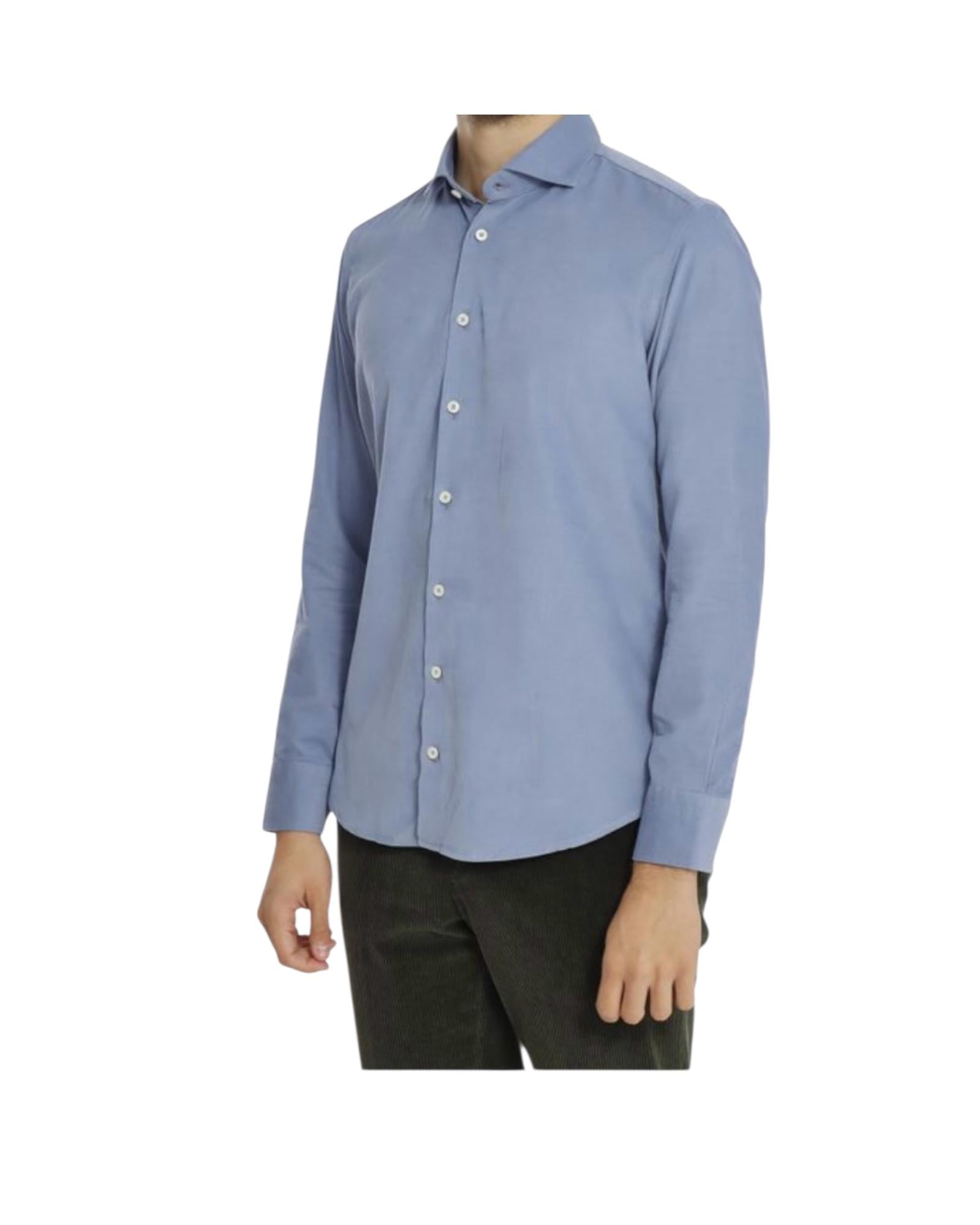 Camicia uomo velluto mille righe Celeste B1683 7 BASTONCINO