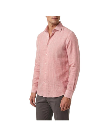 Camicia Uomo in lino Rosa B4718 2 BASTONCINO 