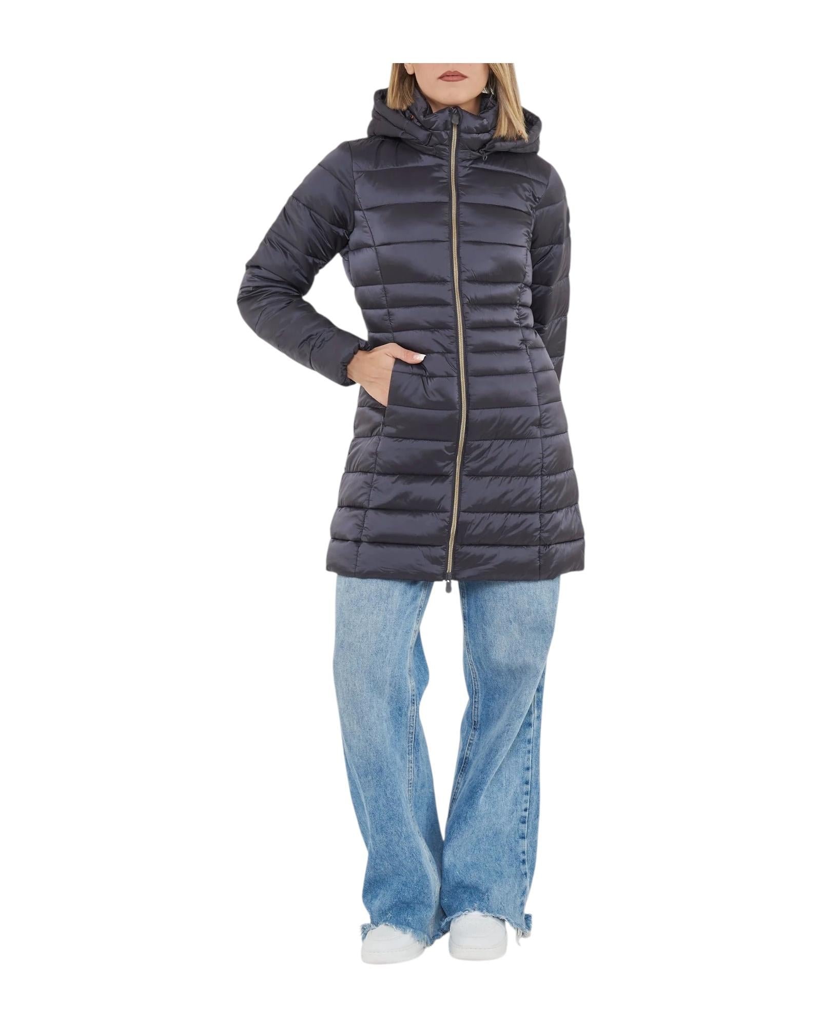 Piumino Reese lungo trapuntato con cappuccio Ebony grey REESE EBONY GREY SAVE THE DUCK 