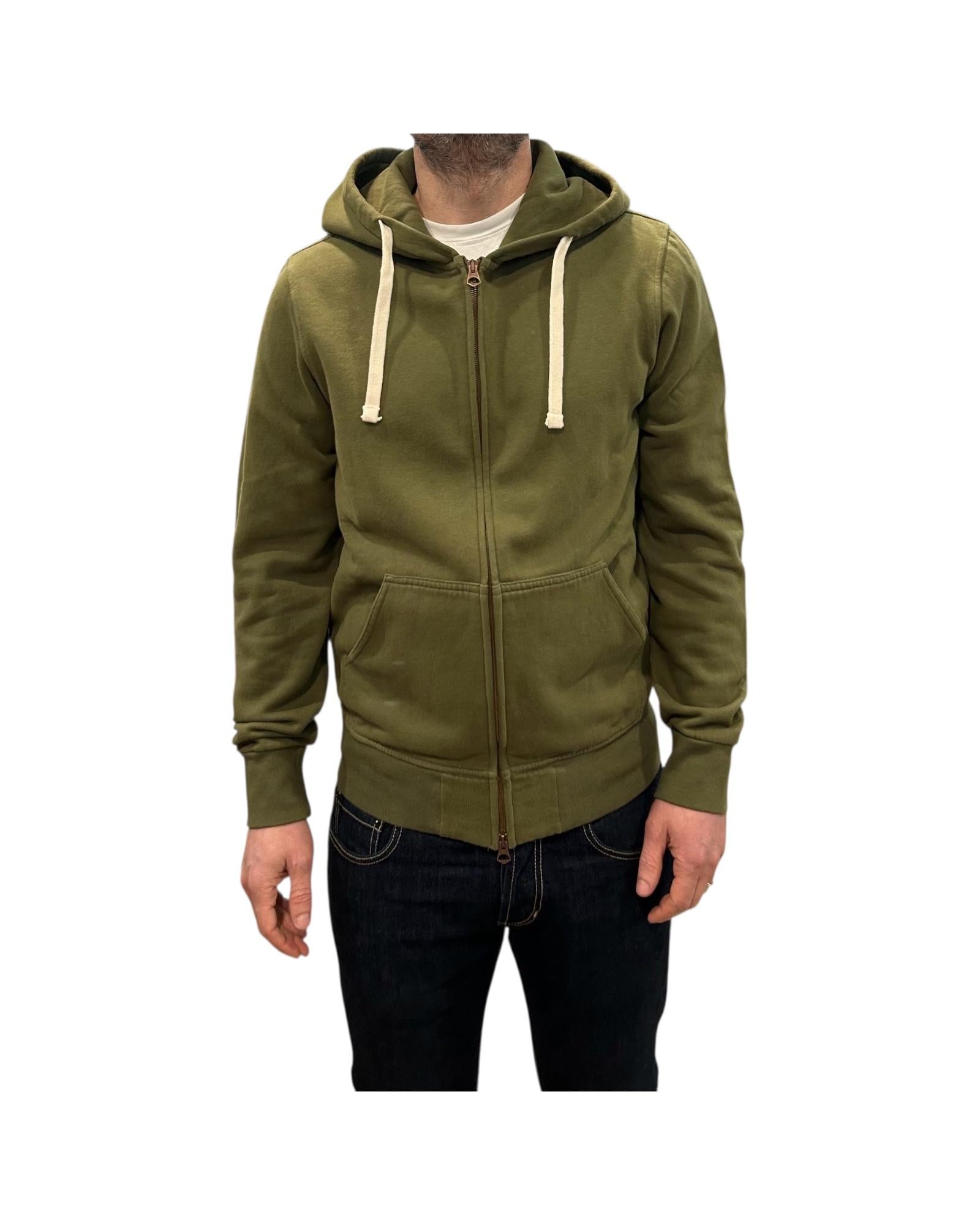 Felpa full zip Verde militare W4004 MILITARY GREEN BL'KER 