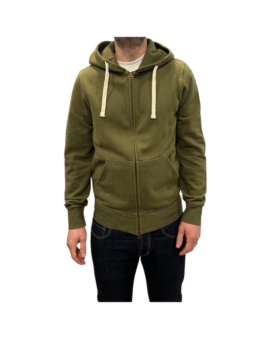 Felpa full zip Verde militare W4004 MILITARY GREEN BL'KER 