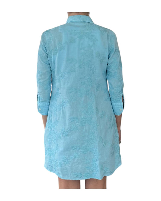 Camicione in lino azzurro D948 2 BASTONCINO 