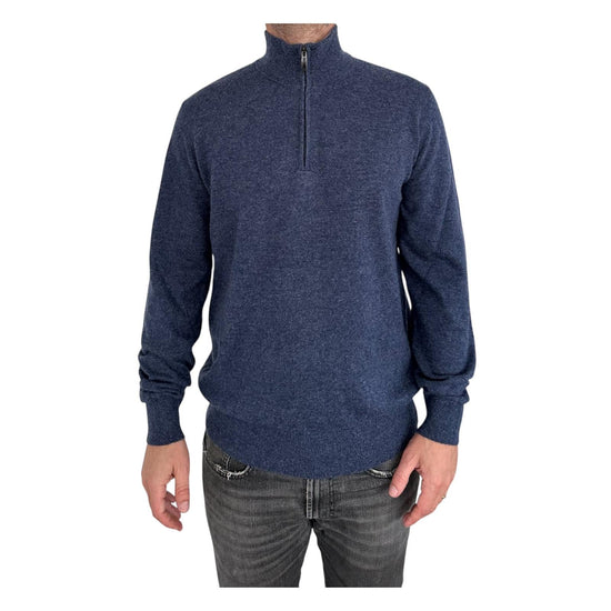 Lupetto con zip in lana e cashmere Denim 87005 233 CAVALIERI MILANO 