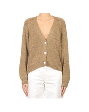 Cardigan con bottone gioiello Kaki