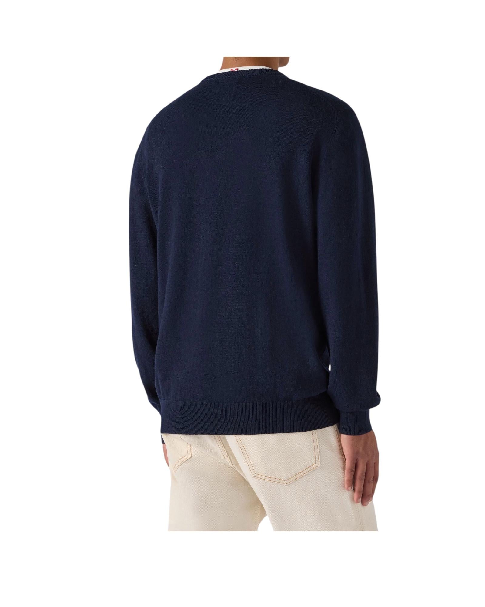 Maglione girocollo con ricamo Blu HER0024 03389I MC2 SAINT BARTH