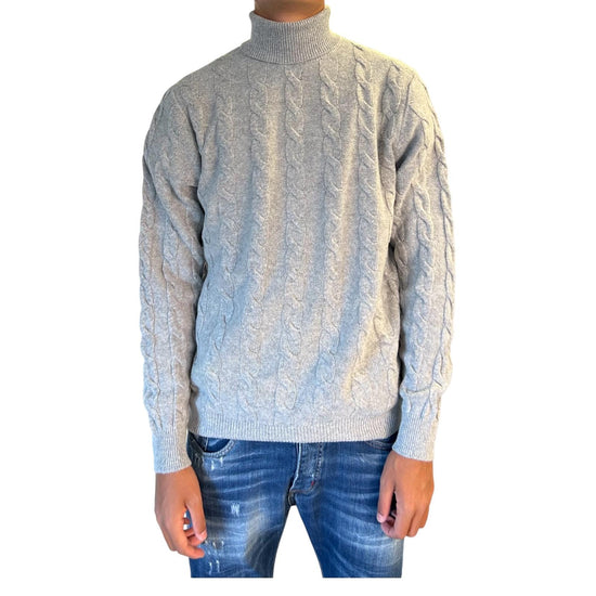 Maglione collo alto in lana merinos Grigio M030440 193 BLU CASHMERE 