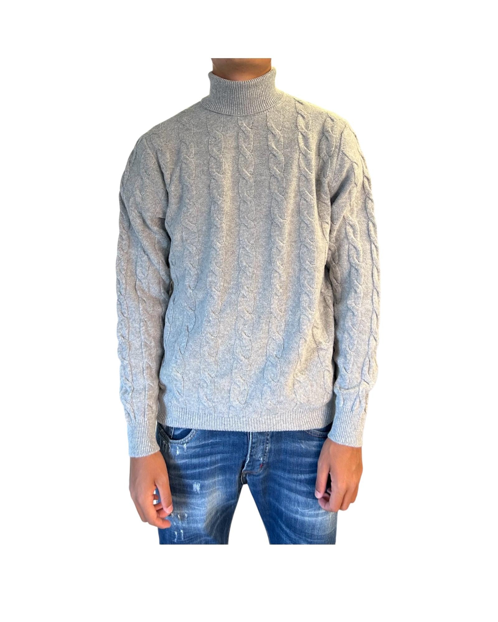 Maglione collo alto in lana merinos Grigio M030440 193 BLU CASHMERE