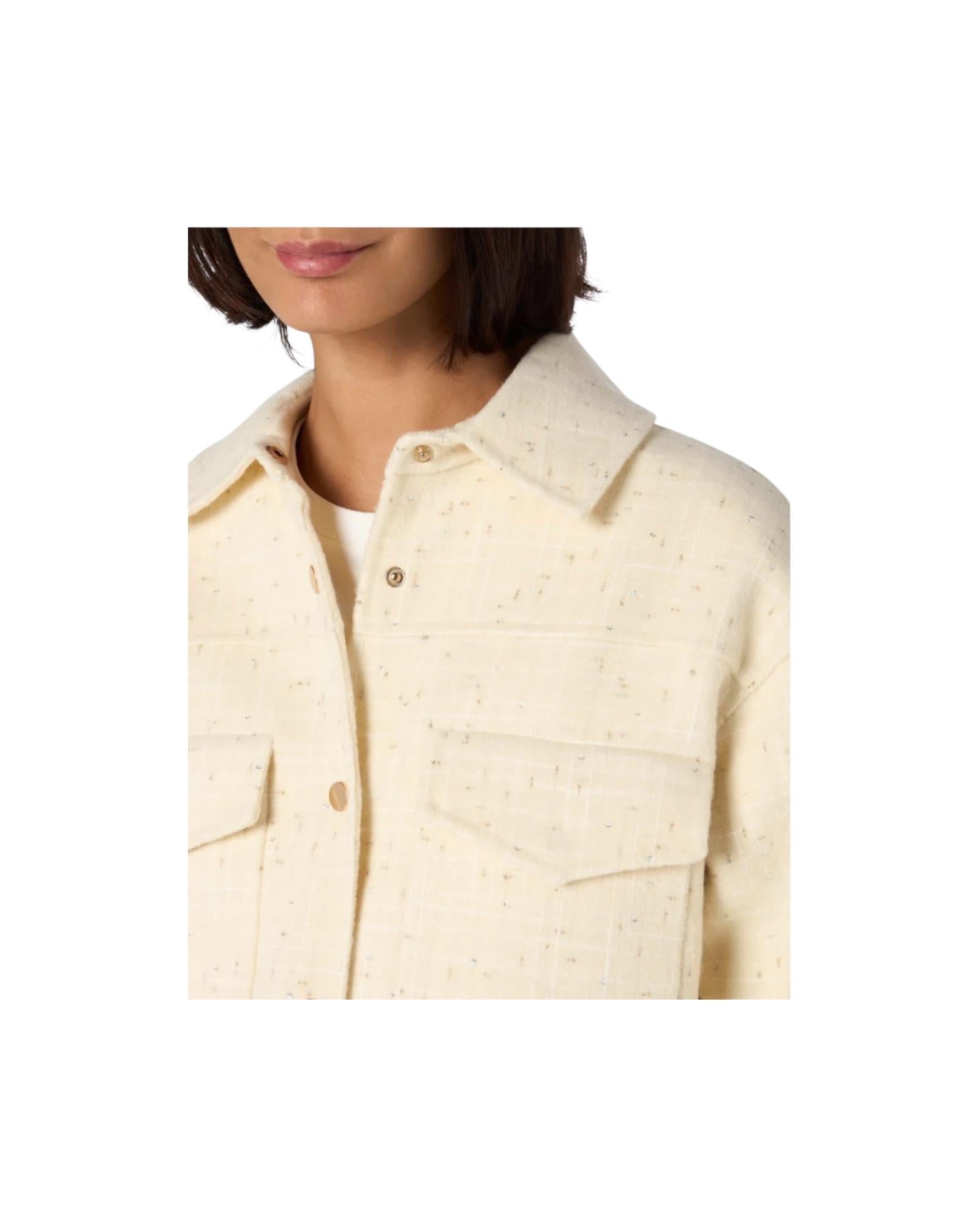 Giacca Chantel in tweed di lana bianca con paillettes CNH001 00467G MC2 SAINT BARTH 