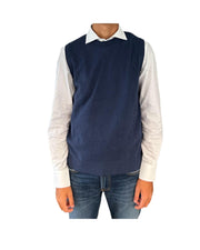 Gilet girocollo in lana e cashmere Denim