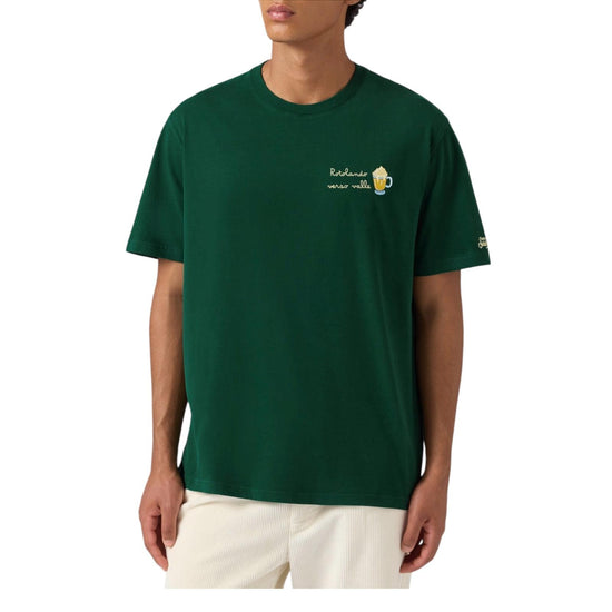 T-shirt in cotone verde con ricamo Rotolando verso valle ARN0004 03256I MC2 SAINT BARTH 