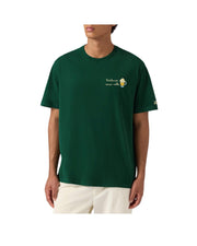 T-shirt in cotone verde con ricamo Rotolando verso valle