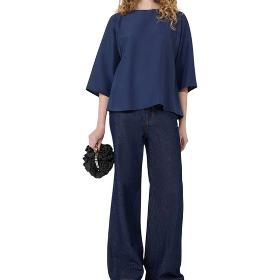 Blusa in habotai di seta e jersey Blu FASTOSO 005 MAX MARA WEEKEND 