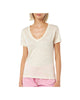 T-shirt scollo a V color bianco sporco Eloise in jersey di lino