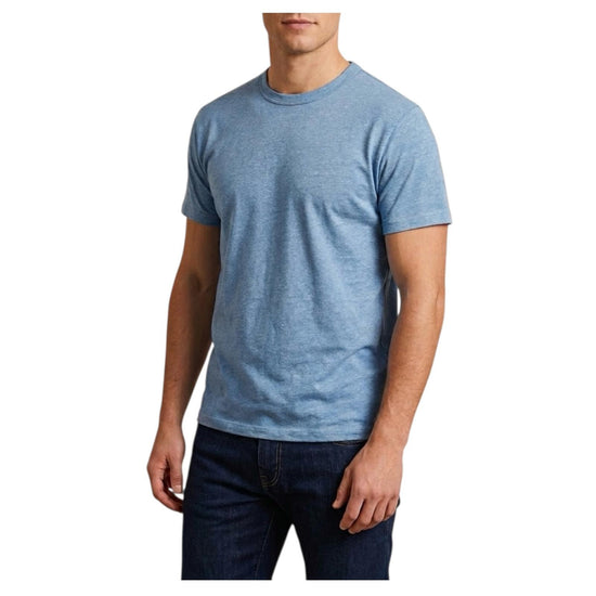 T-Shirt in puro lino con logo ricamato Dusty blu ECS0003 00143L MC2 SAINT BARTH 