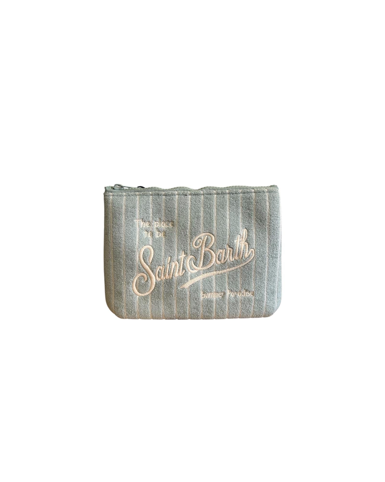 Pochette Aline Sponge righe Bianco verde ALI0003 02811L MC2 SAINT BARTH 