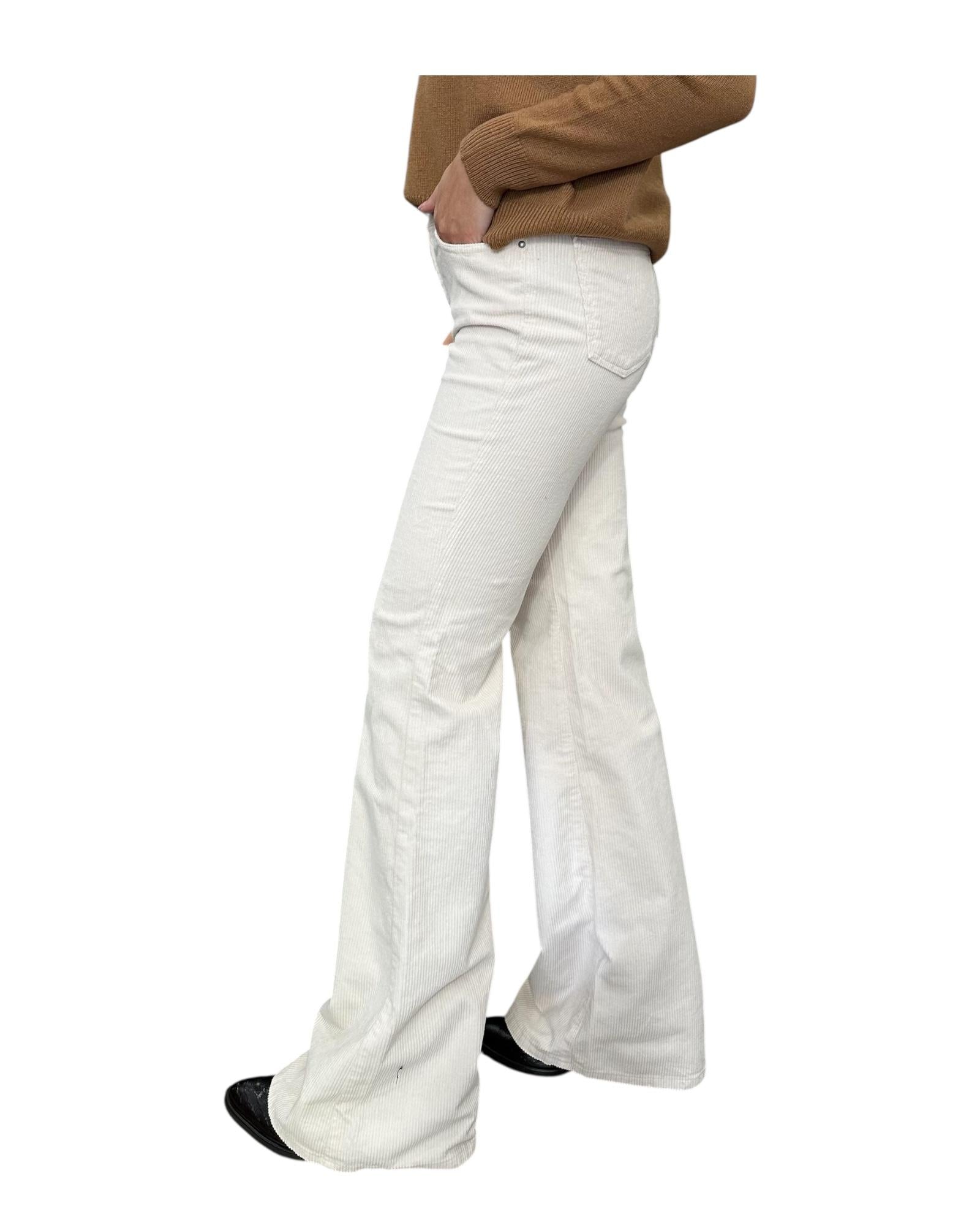 Pantalone Eos a zampa in velluto Ecru EOS 5 ECRU God save denim