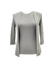Maglia senza colletto con maiche a 3/4, grigio perla.Slim fit