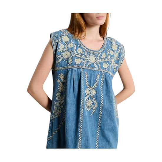Vestito corto Sylvie in denim ricamato SYLVIE BLUE HAZE MAISON HOTEL 