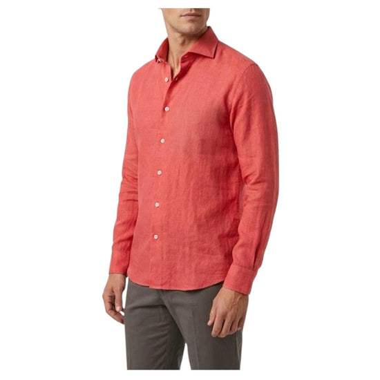 Camicia Uomo in lino Corallo B4718 10 BASTONCINO 