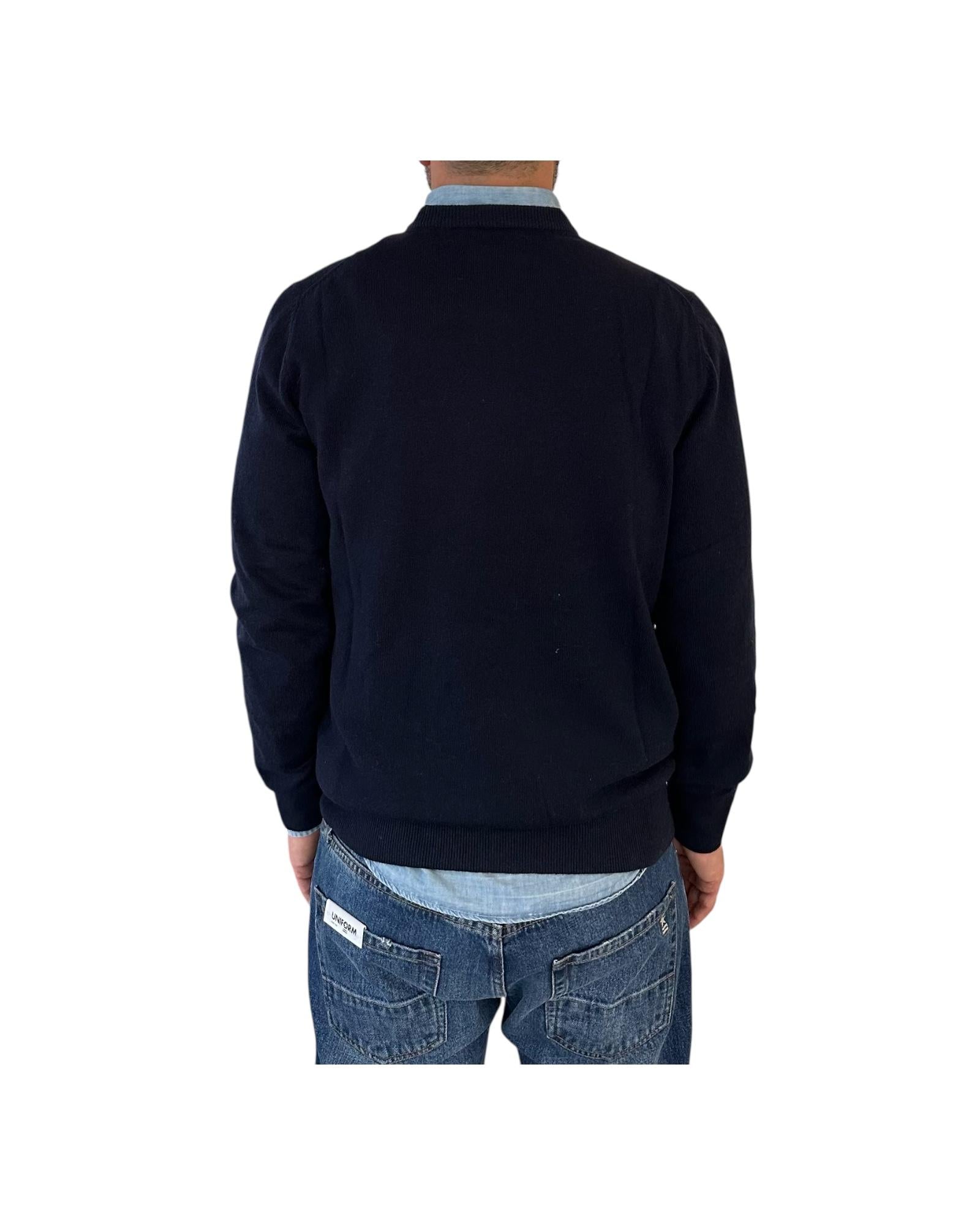 Maglione a girocollo con ricamo Blu HER0024 03389I MC2 SAINT BARTH