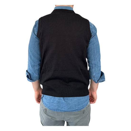 Gilet girocollo tinta unita nero 00122540M 100 MONTECHIARO 