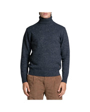 Maglione collo alto in moulinè Navy