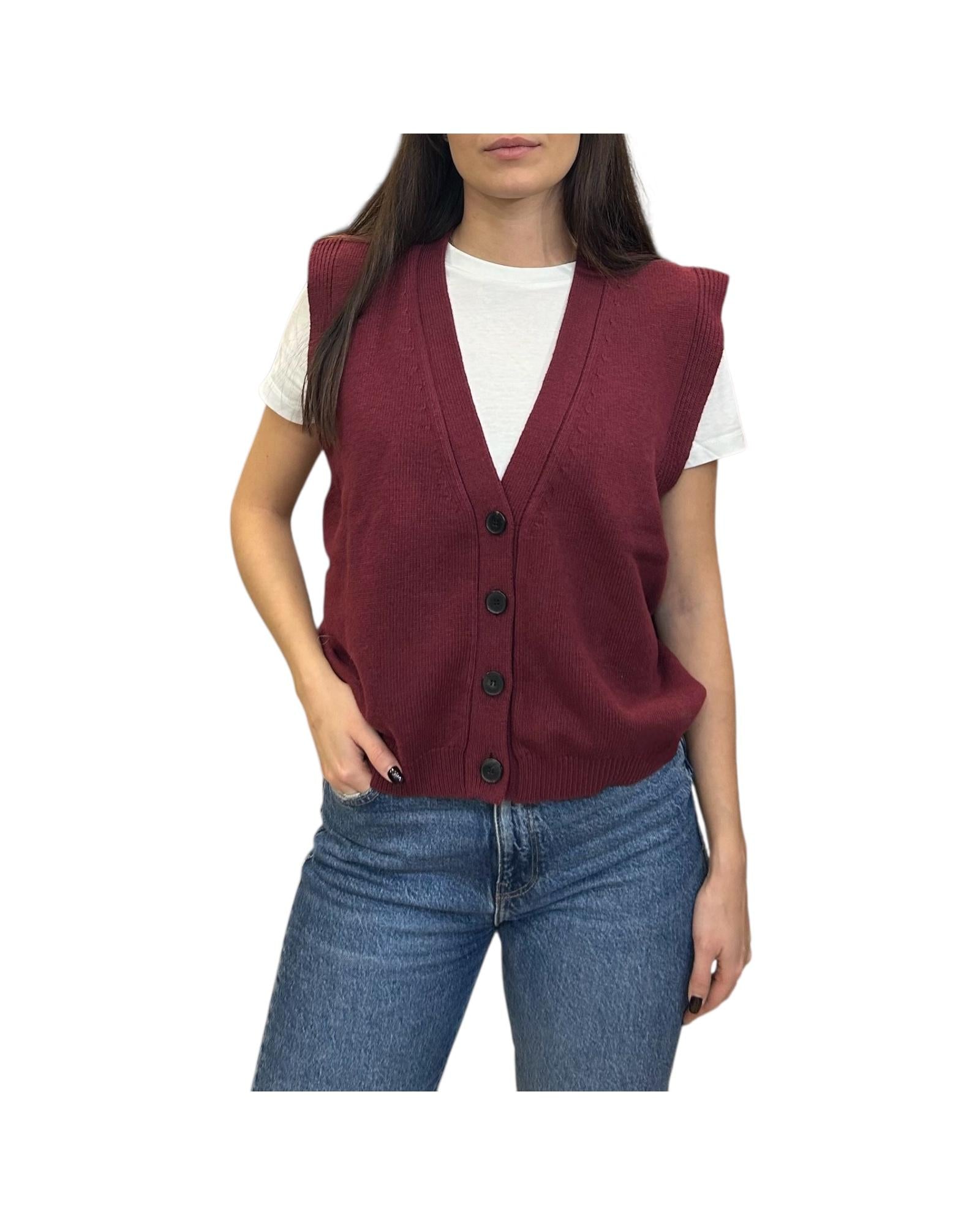 Gilet in misto cashmere Bordeaux 77277F BORDEAUX VICOLO