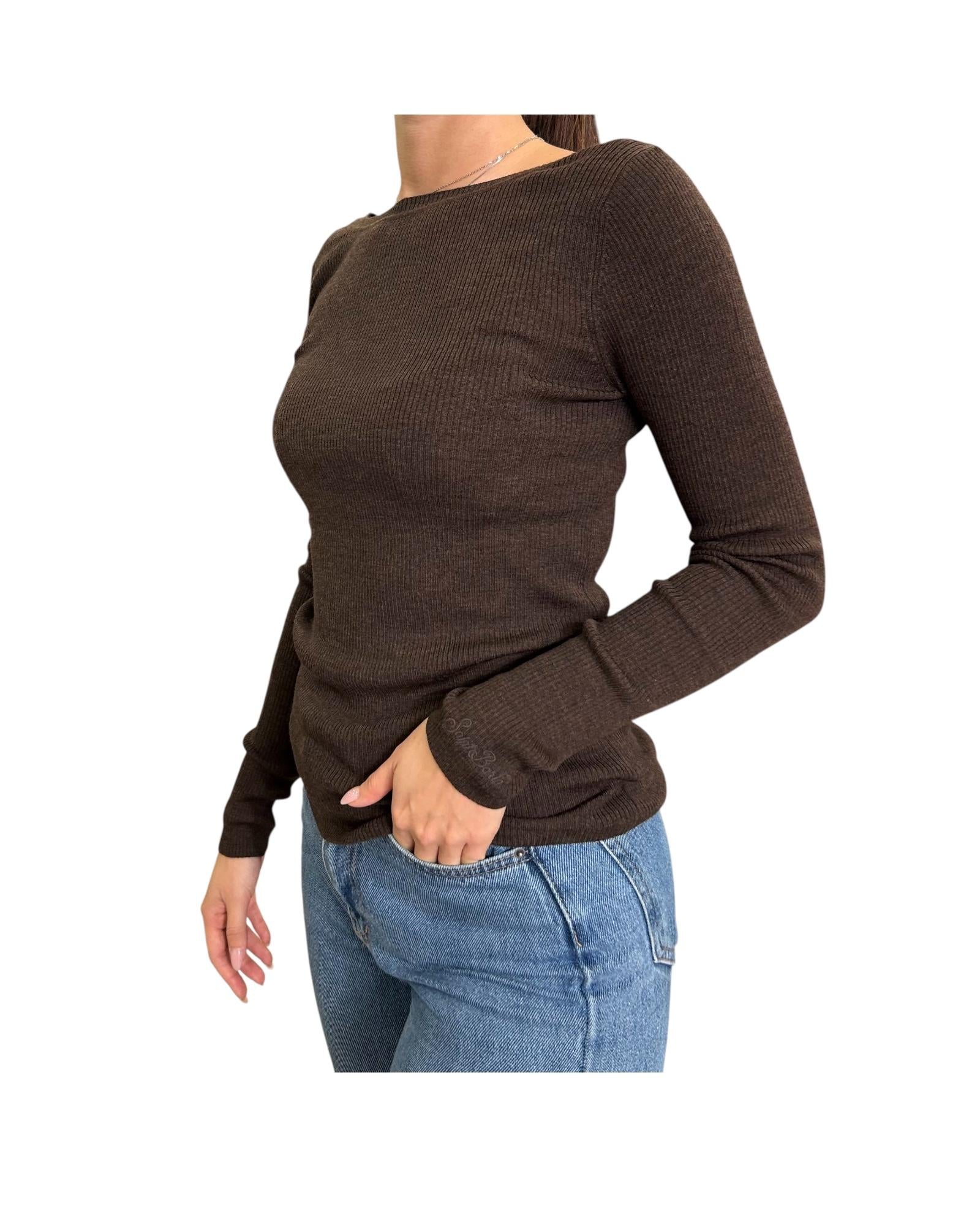 Maglia con scollo posteriore in lana Brown TUS0001 00033I MC2 SAINT BARTH 