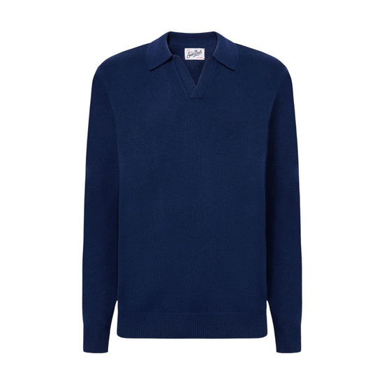 Polo in lana merinos Blu navy COV0009 00017I MC2 SAINT BARTH 